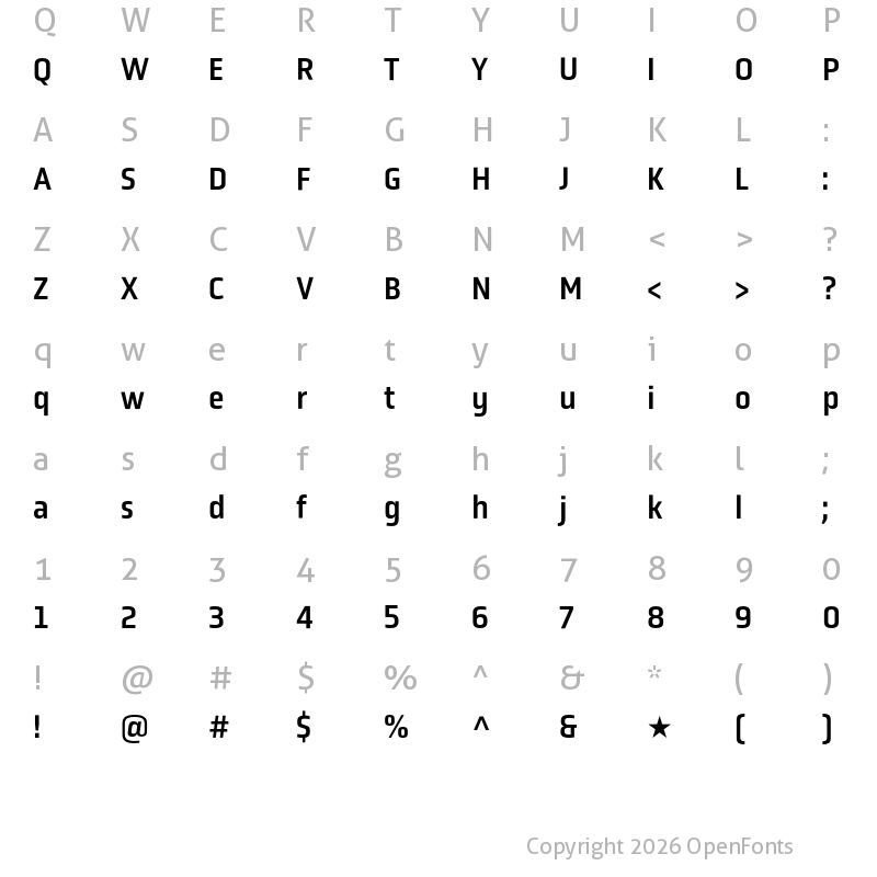 Character Map of Obvia Narrow Regular
