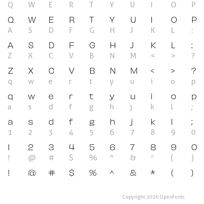 Character Map of Obviously Light