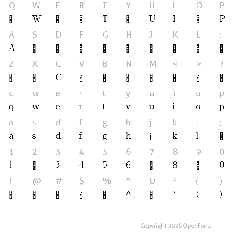 Character Map of -OCBartok-Regular ?