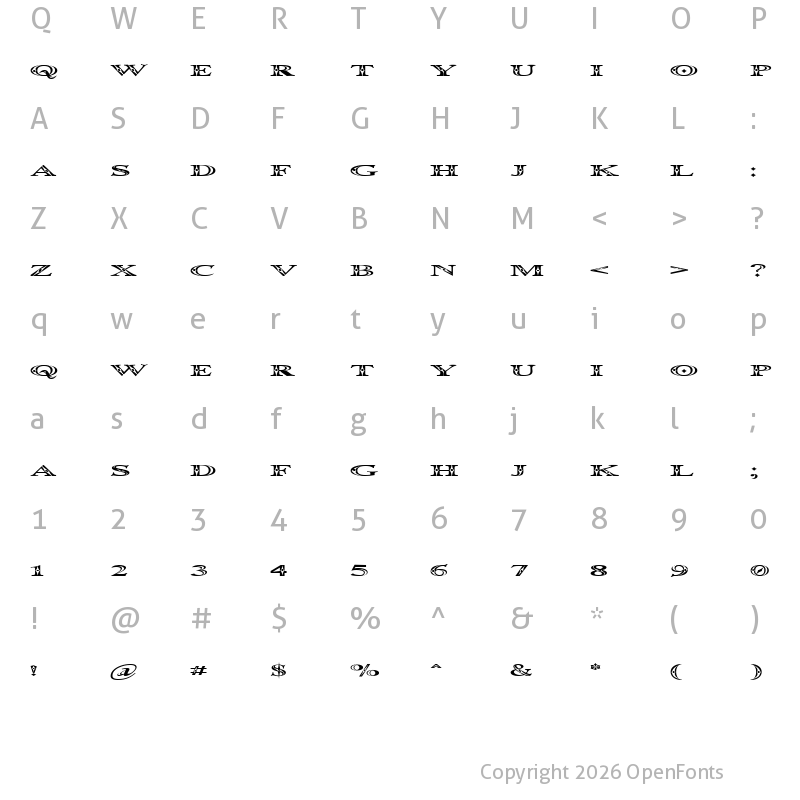 Character Map of Occoluchi Spread Regular