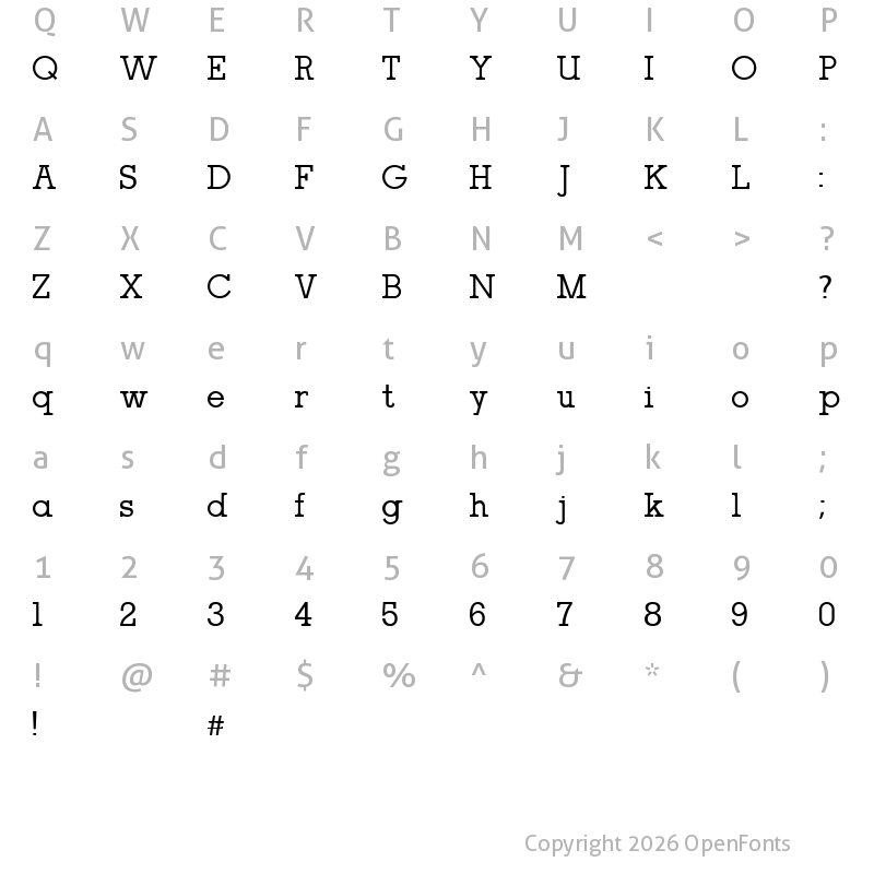 Character Map of oce slab serif