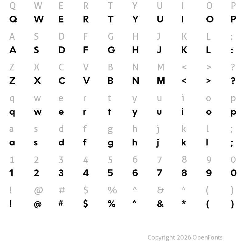 Character Map of Oceanwide Semibold