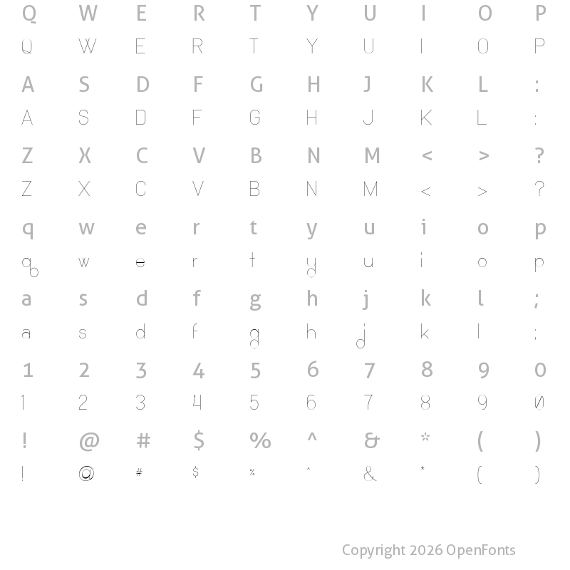 Character Map of Ocho Siete Regular