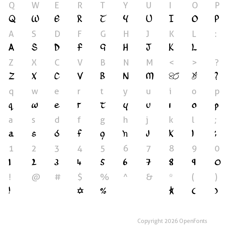 Character Map of O'Connor Regular