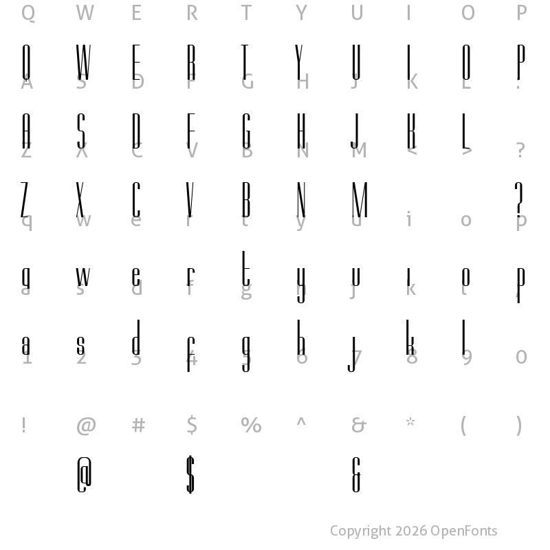 Character Map of Octagon demo Regular