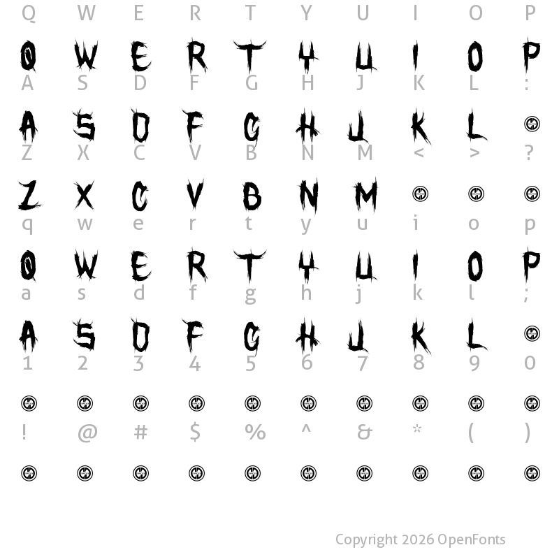 Character Map of Ode To Murder Regular