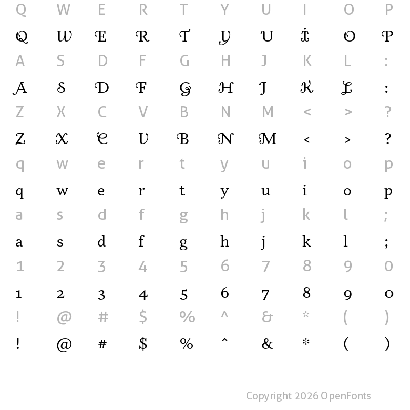 Character Map of Odile Initials Regular