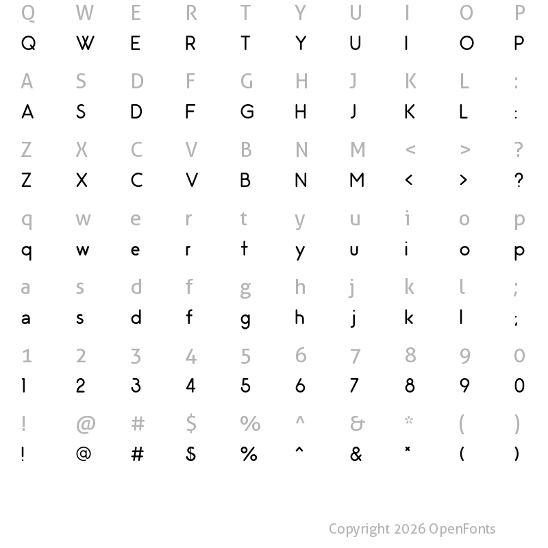 Character Map of Odin Rounded Light