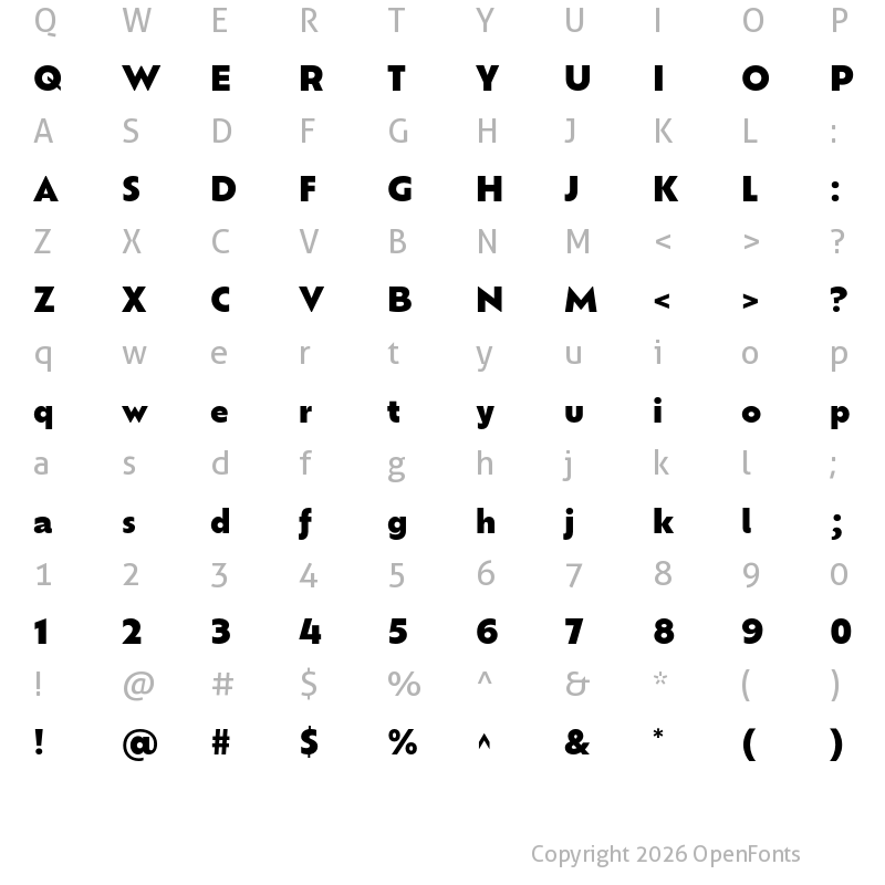 Character Map of Ofelia Display Extrabold