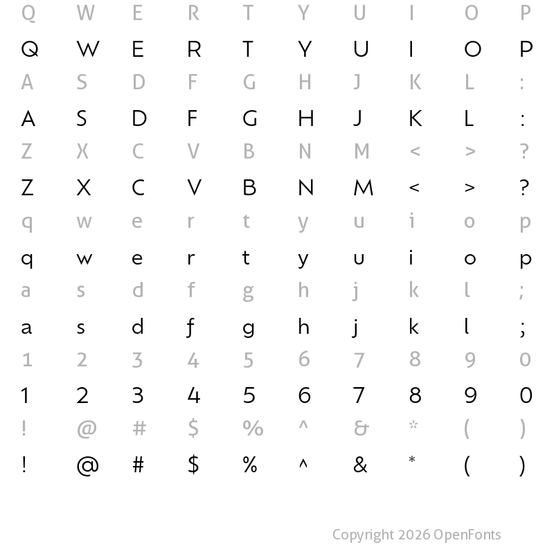 Character Map of Ofelia Display Regular