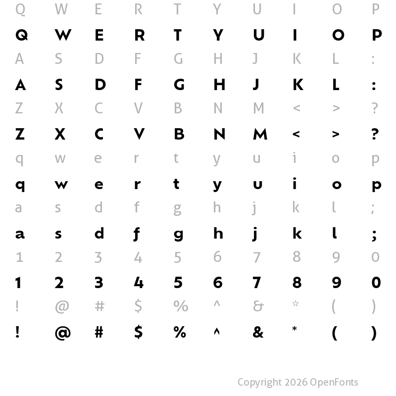 Character Map of Ofelia Text Bold