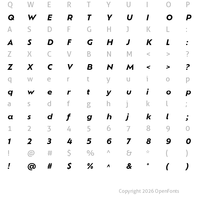 Character Map of Ofelia Text Bold Italic