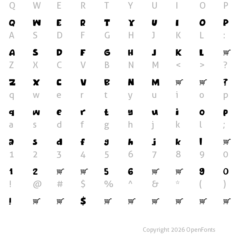 Character Map of Off Yer Trolley DEMO Regular