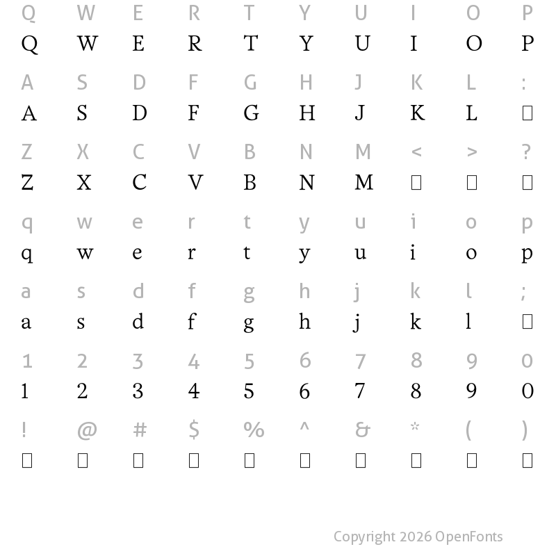 Character Map of Office Times Round Regular