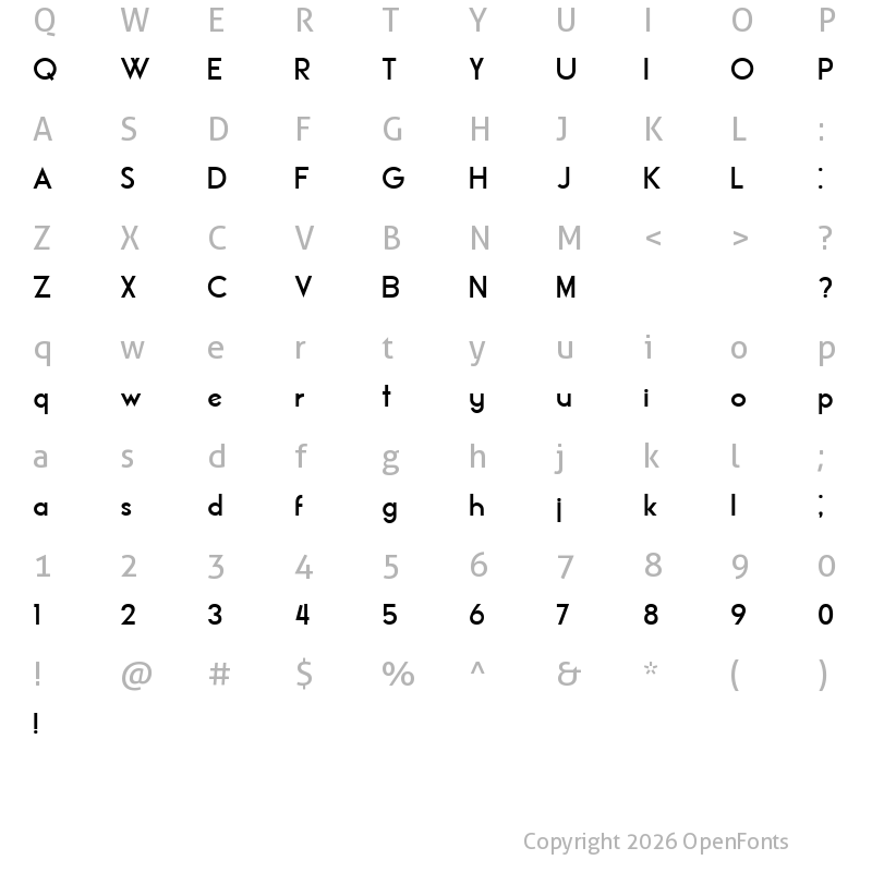 Character Map of Official Book Regular