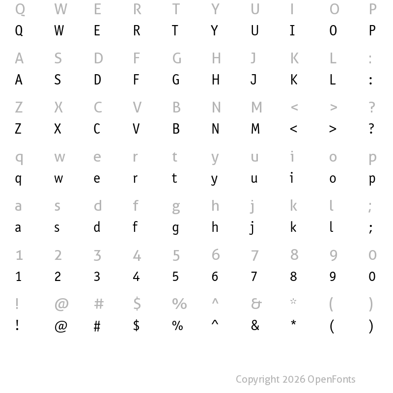 Character Map of Officina Sans ITC Pro Book