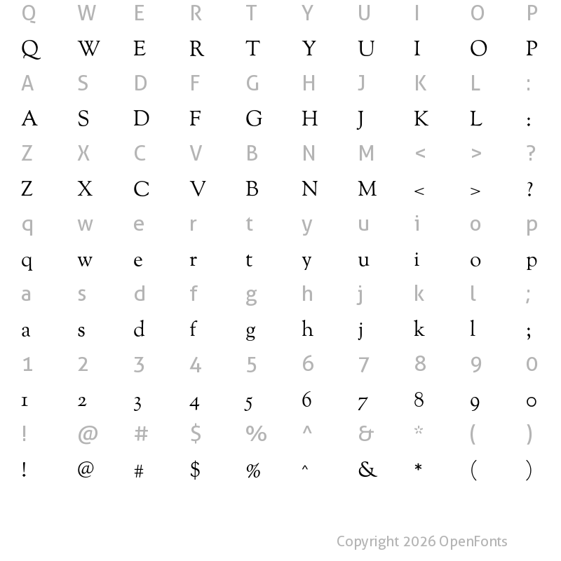 Character Map of OFL Sorts Mill Goudy Regular