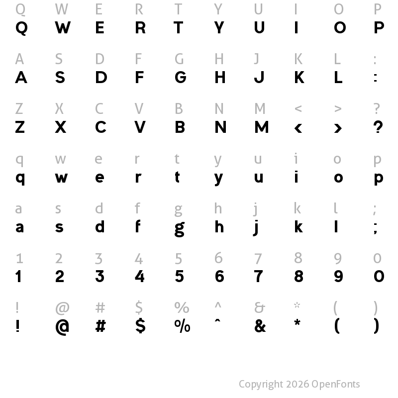 Character Map of Ogonek Heavy Regular