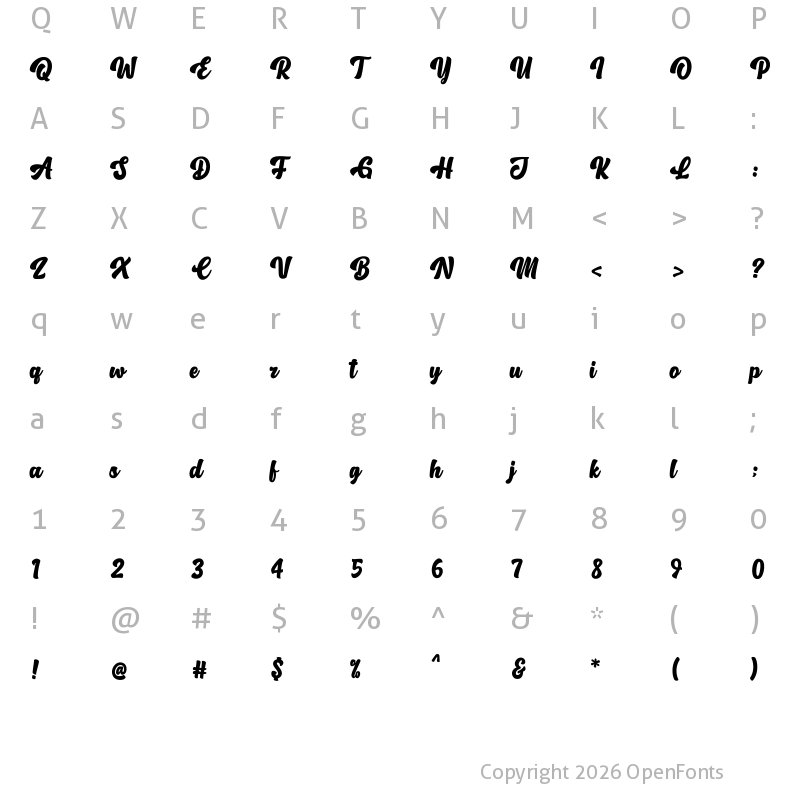 Character Map of Oh Chewy Regular