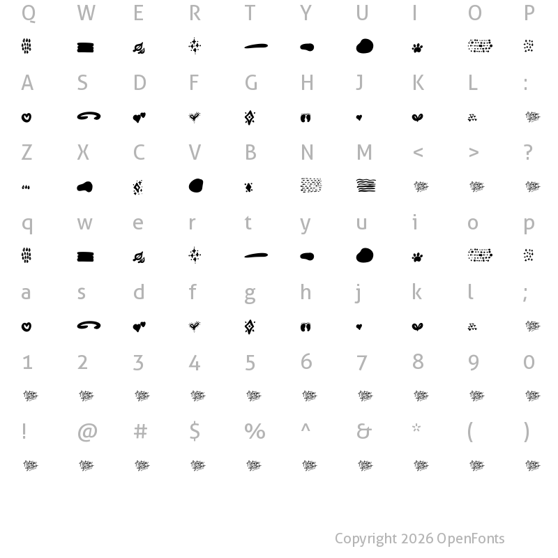 Character Map of Oh My Baby Extra Regular