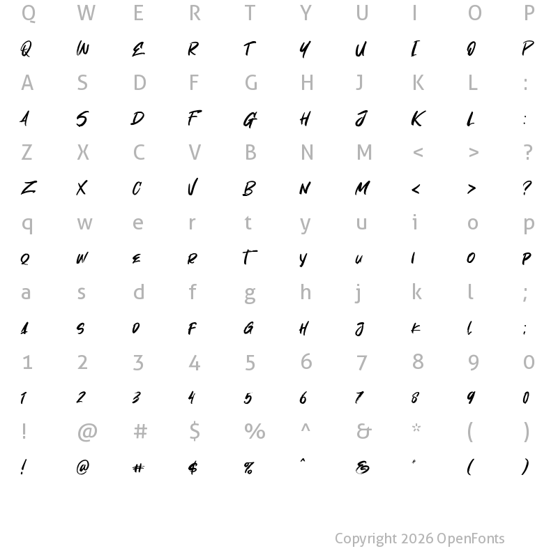 Character Map of Oh Now! Regular