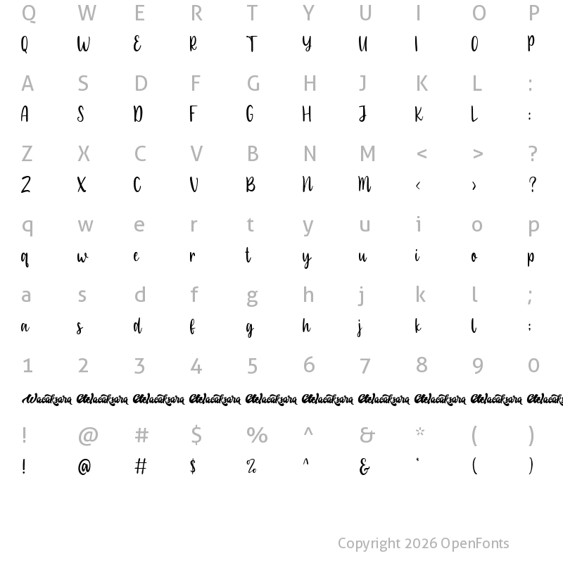 Character Map of oh yummy Script