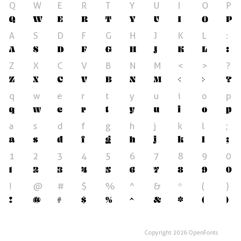 Character Map of Ohno Blazeface 36 Point