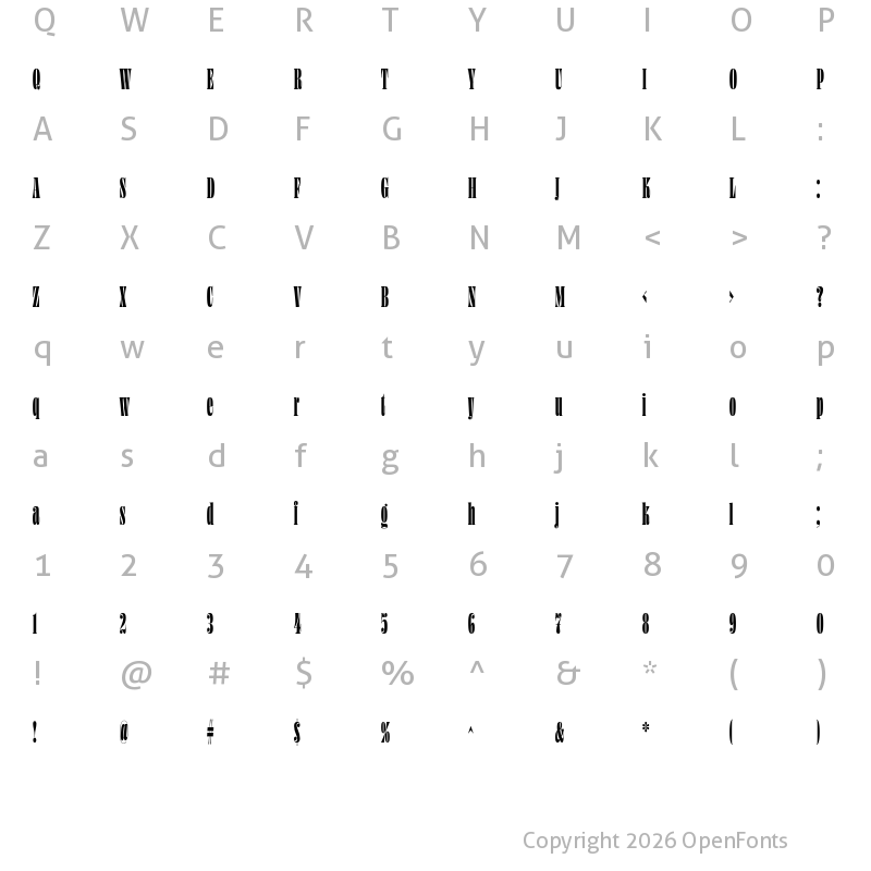 Character Map of Ohno Fatface 36 Pt Squished