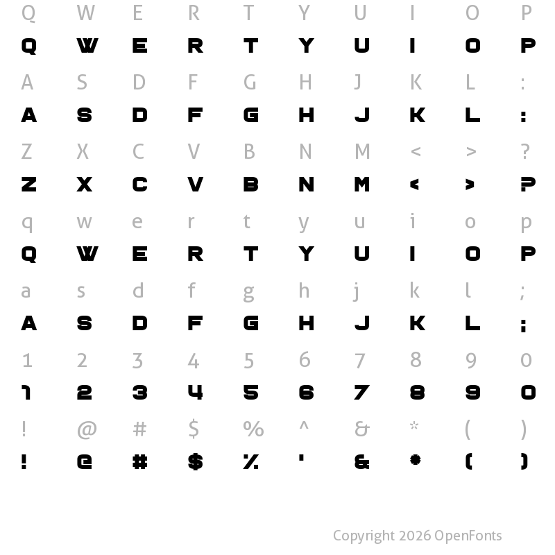 Character Map of Ohno Regular