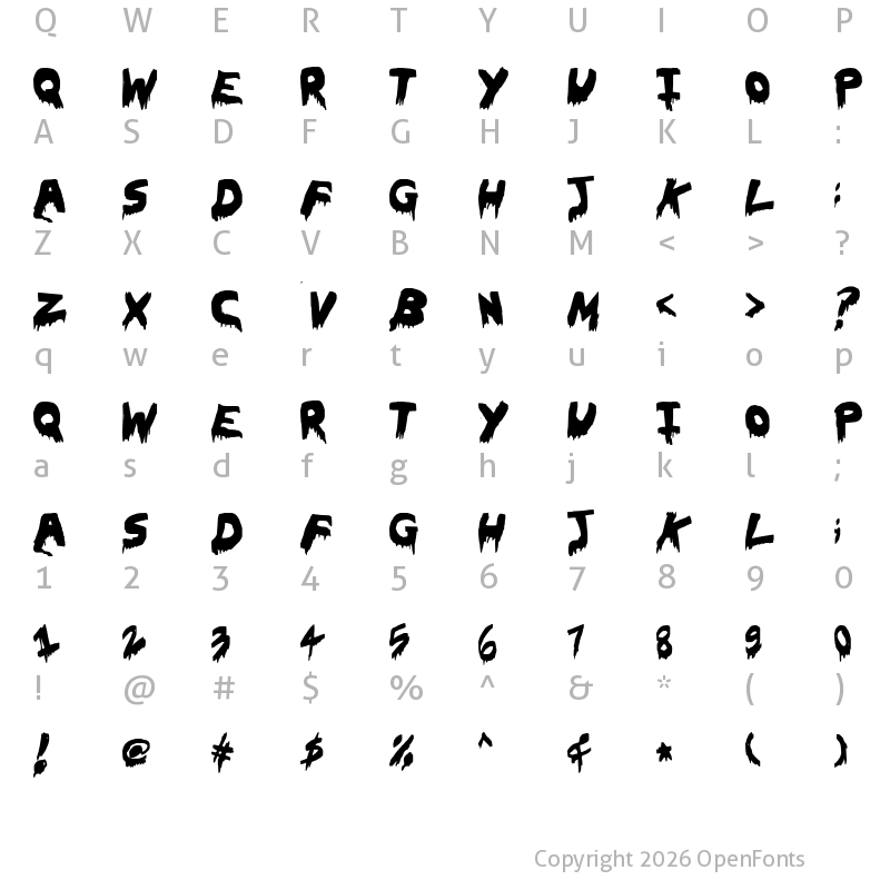 Character Map of OhTheHorror Regular