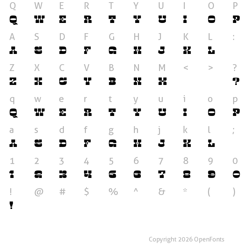 Character Map of OKIE DOKO Test Regular