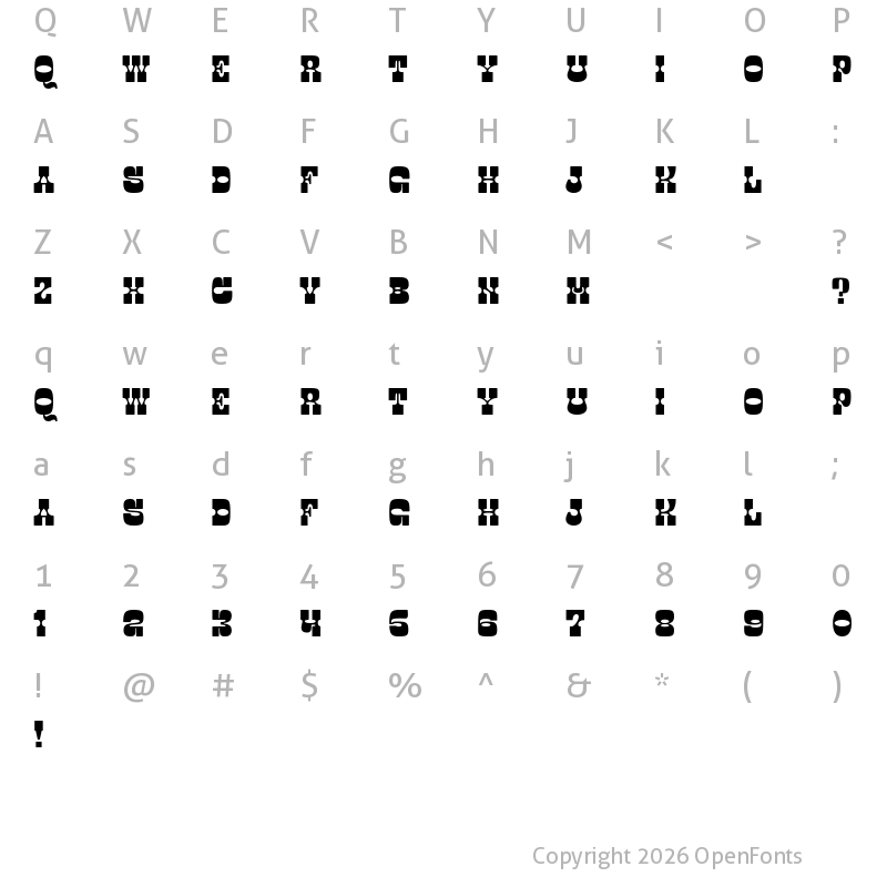 Character Map of OKIE DOKO Test Skinny
