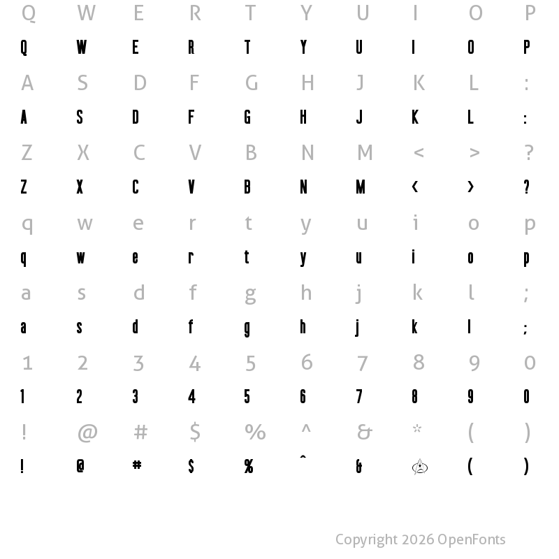Character Map of Okuda Bold