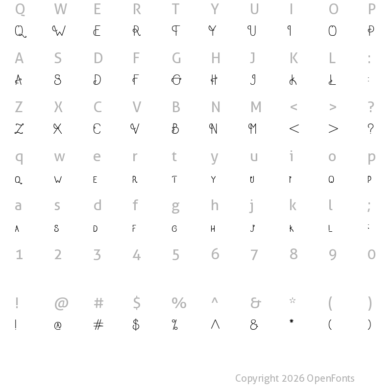 Character Map of Old Alpha Regular