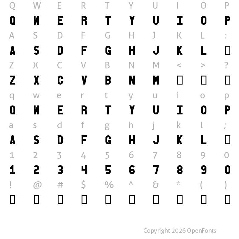 Character Map of Old Block Black
