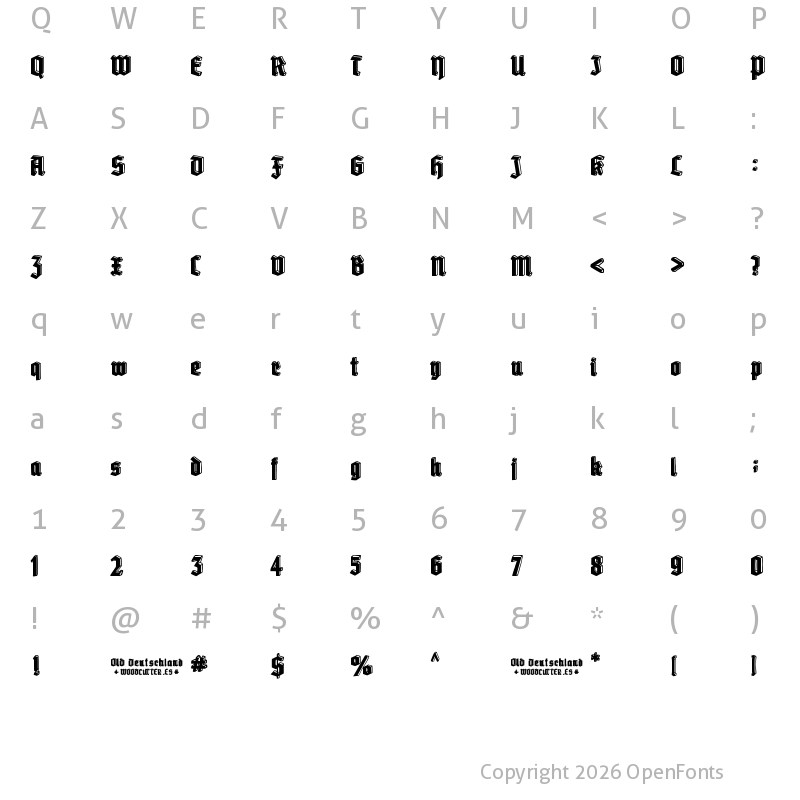 Character Map of Old Deutschland Regular
