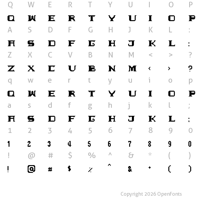 Character Map of Old fantasy(upper case) Regular