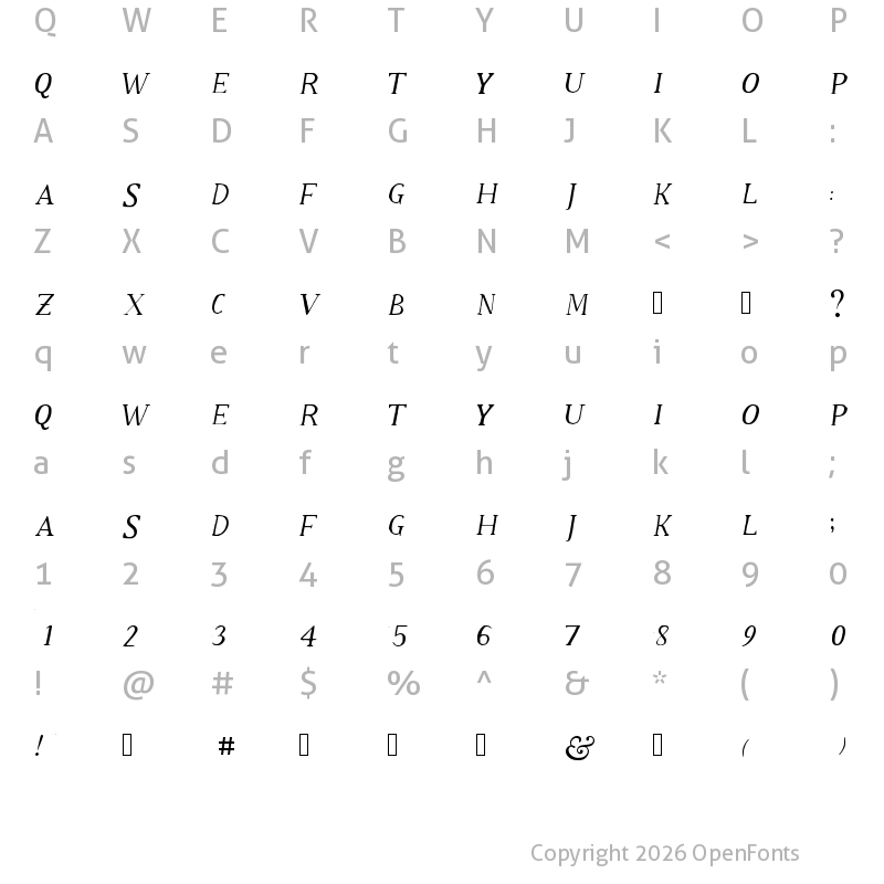 Character Map of Old Klarheit Regular