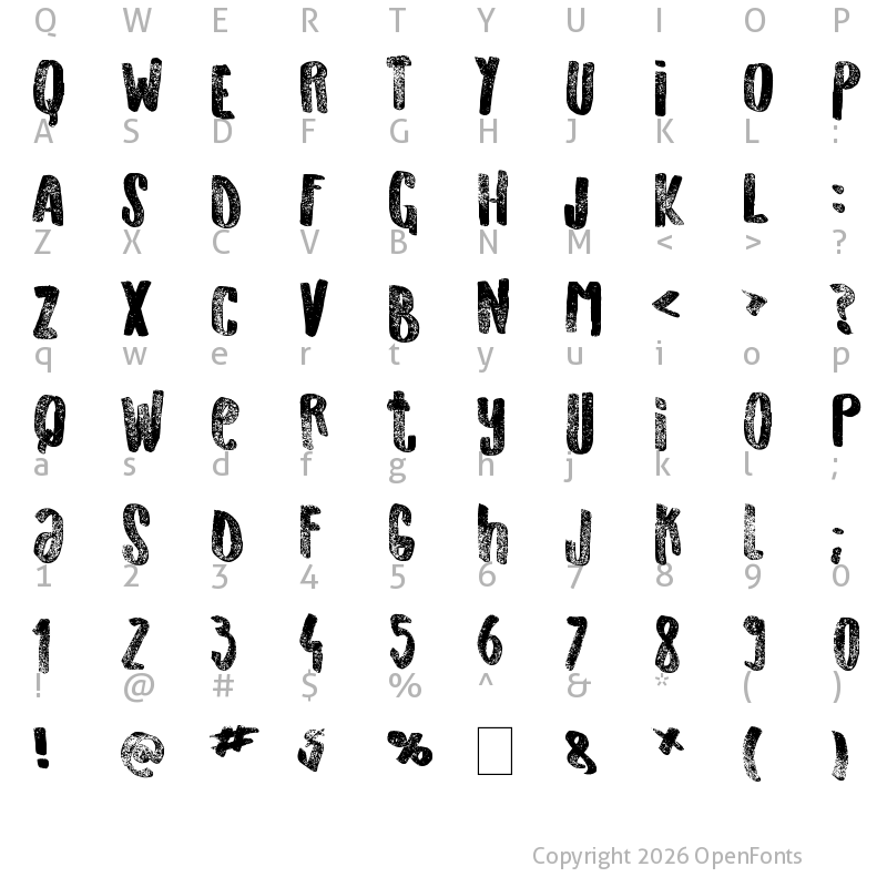 Character Map of Old Originals Regular