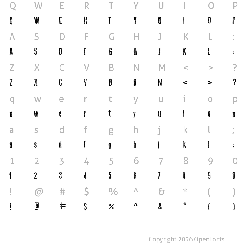 Character Map of Old Press Regular