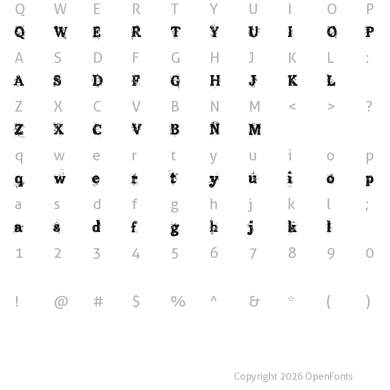 Character Map of Old printing press_FREE-version Regular