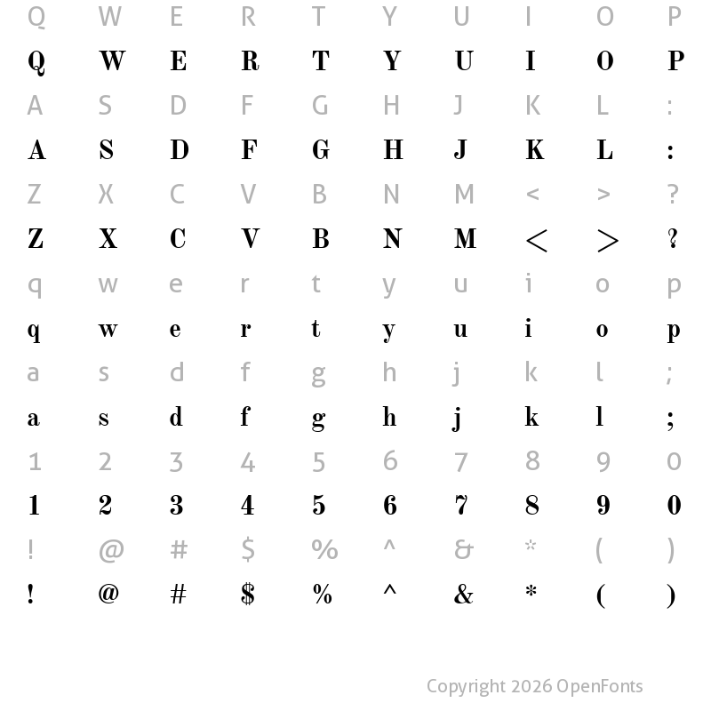 Character Map of Old Standard TT Bold