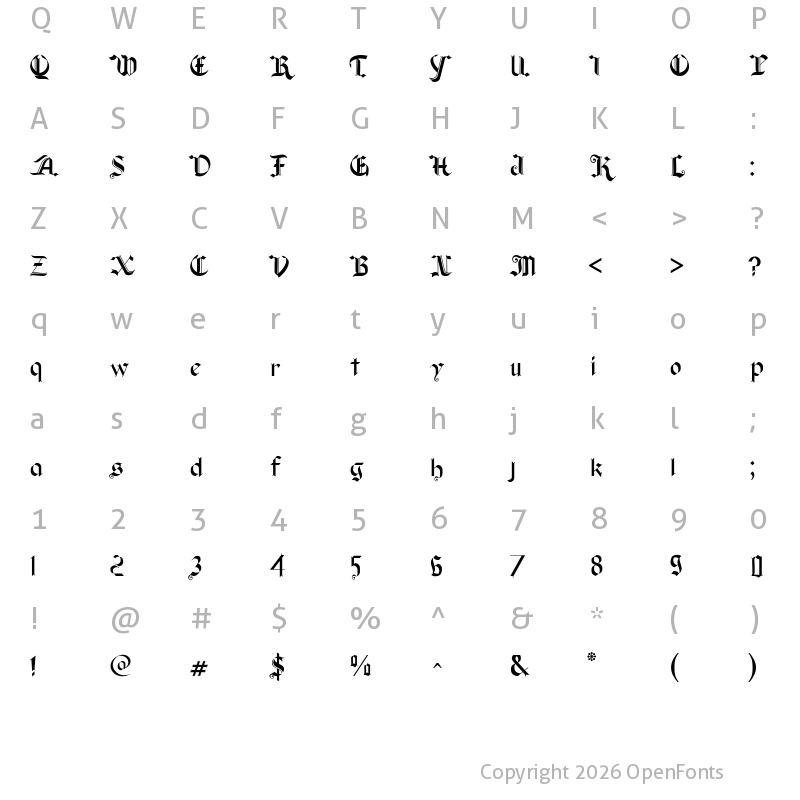 Character Map of Old Wise Lord Regular