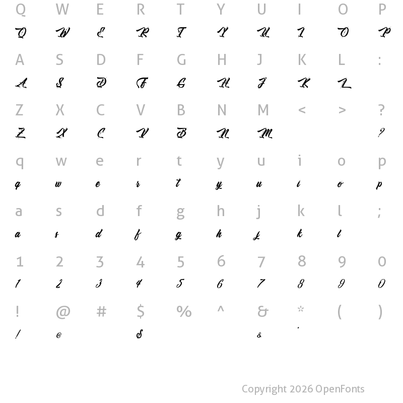 Character Map of Ole Blizzard - Personal Use Regular