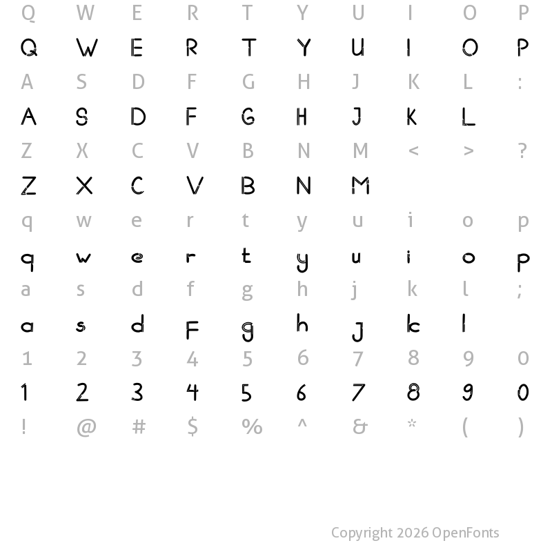 Character Map of OLIA VUZO Regular