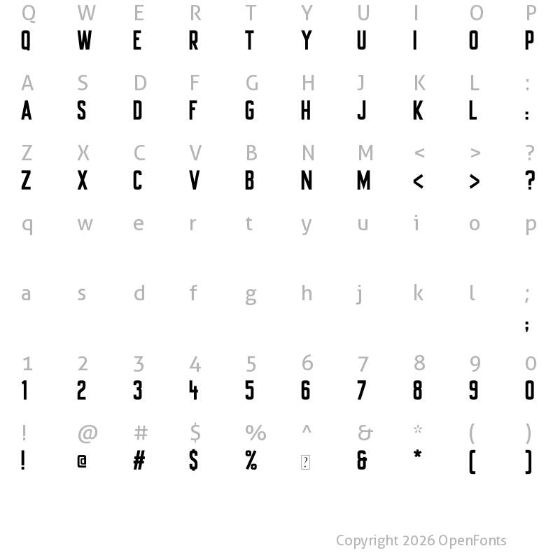 Character Map of Olympus Mount Regular