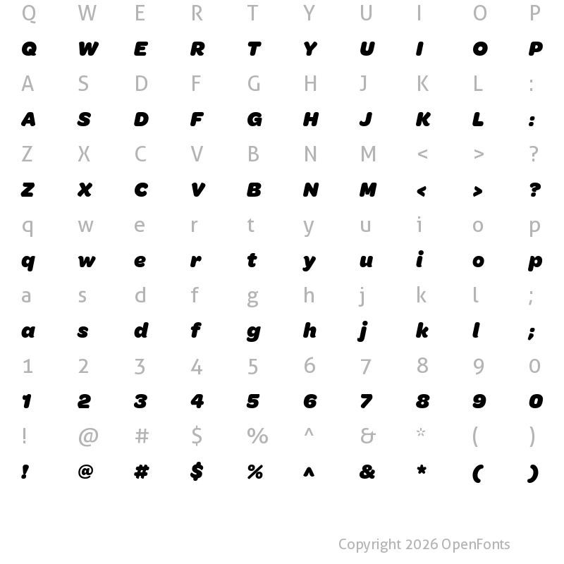 Character Map of Omnes Black Italic