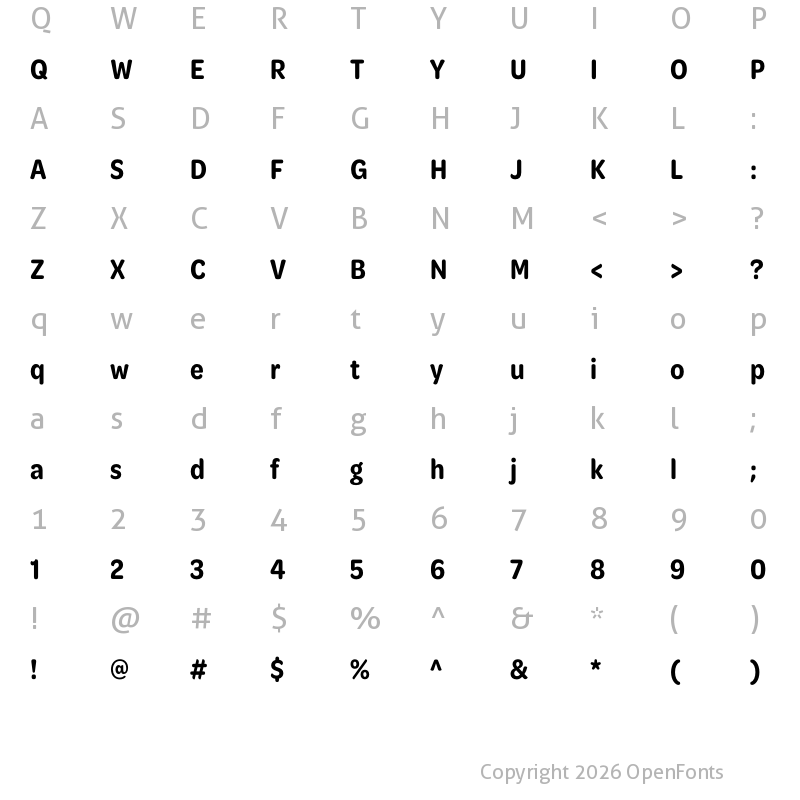 Character Map of Omnes Cond SemiBold