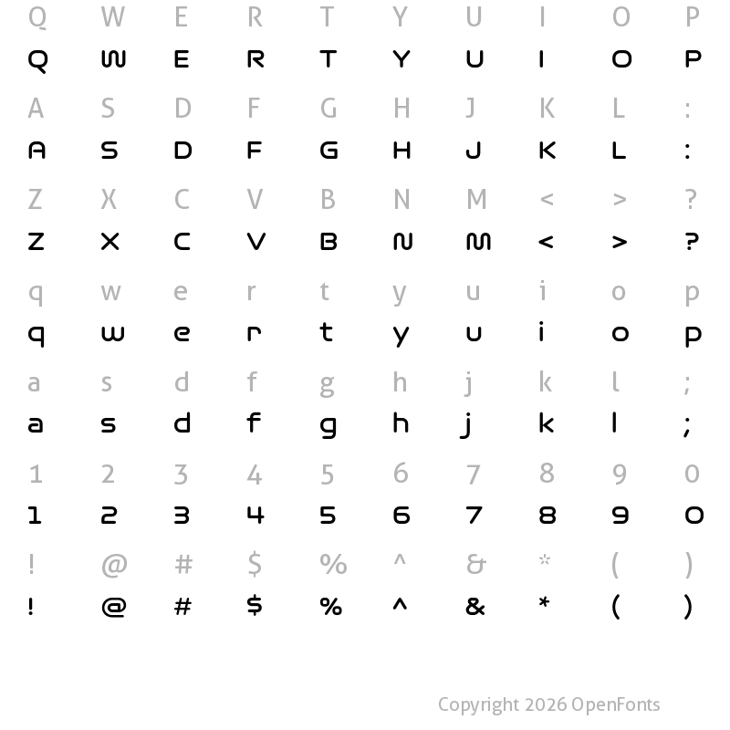 Character Map of Omnium Wide Bold