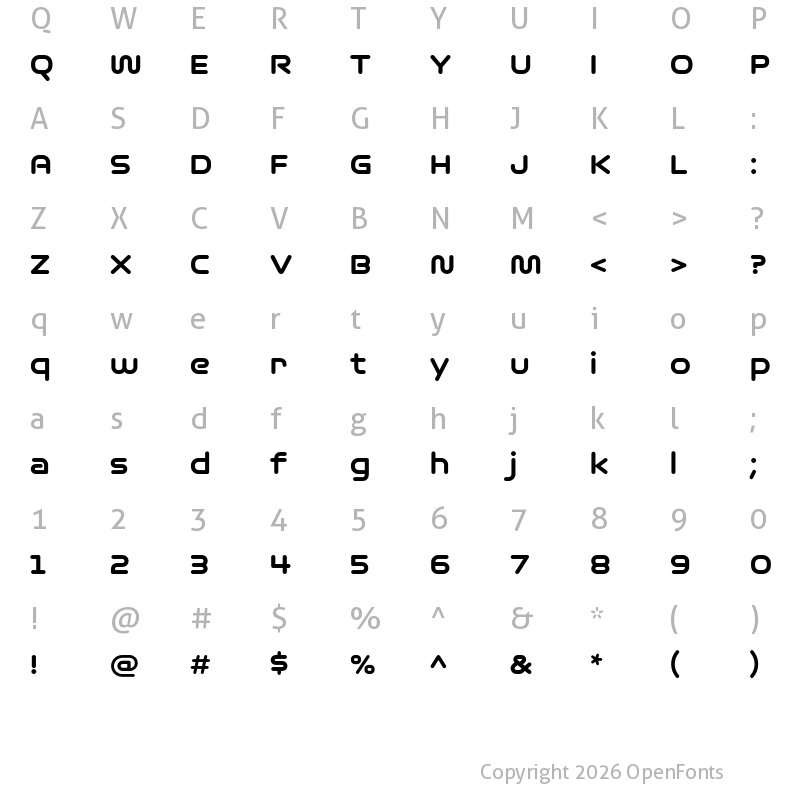 Character Map of Omnium Wide ExtraBold